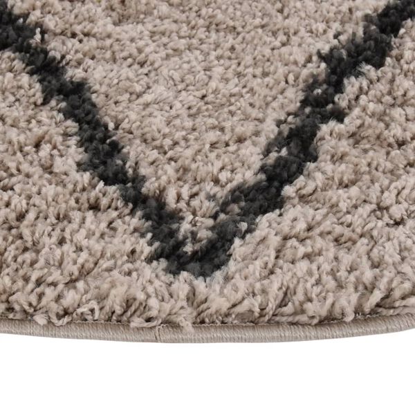 vidaXL Teppich Shaggy Hochflor Beige und Anthrazit &phi;120 cm