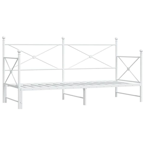 vidaXL Tagesbett Ausziehbar ohne Matratze Wei&szlig; 75x190 cm Stahl