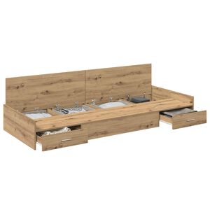 vidaXL Bettrahmen mit T&uuml;r Artisan-Eiche 100 x 200 cm Holzwerkstoff