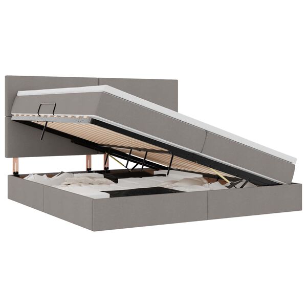 vidaXL Bett mit Stauraum und LED mit LED Taupe 200 x 200 cm Polyester