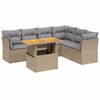 vidaXL 7-tlg. Garten-Sofagarnitur mit Kissen Beige Poly Rattan