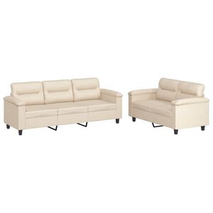 vidaXL 2-tlg. Sofagarnitur mit Kissen Beige Mikrofasergewebe