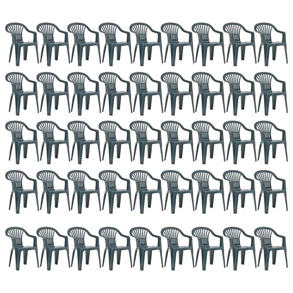 vidaXL Stapelbare Gartenst&uuml;hle 45 Stk. Kunststoff Gr&uuml;n