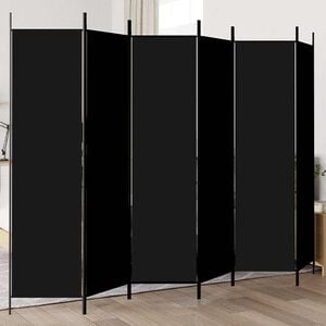 vidaXL 6-tlg. Paravent Schwarz 300x200 cm Stoff