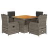 vidaXL 5-tlg. Garten-Essgruppe mit Kissen Grau Poly Rattan