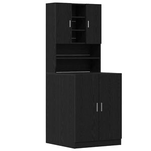 vidaXL Waschmaschinen-Schrank 2 Stk. Schwarz Eichen-Optik
