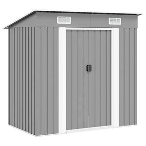 vidaXL Gartenschuppen Grau Metall