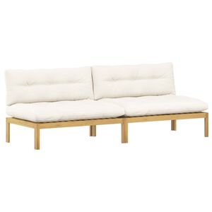 vidaXL Mittelsofa Einheit Helles Akazie und cremewei&szlig; Akazienholz