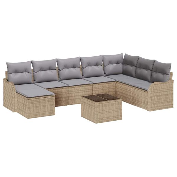 vidaXL Gartensofa-set Beige Poly-Rattan