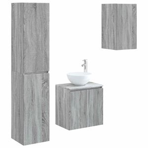 vidaXL Badezimmerm&ouml;bel-Set 3 stk. Grau Sonoma 33 x 34,5 x 160 cm