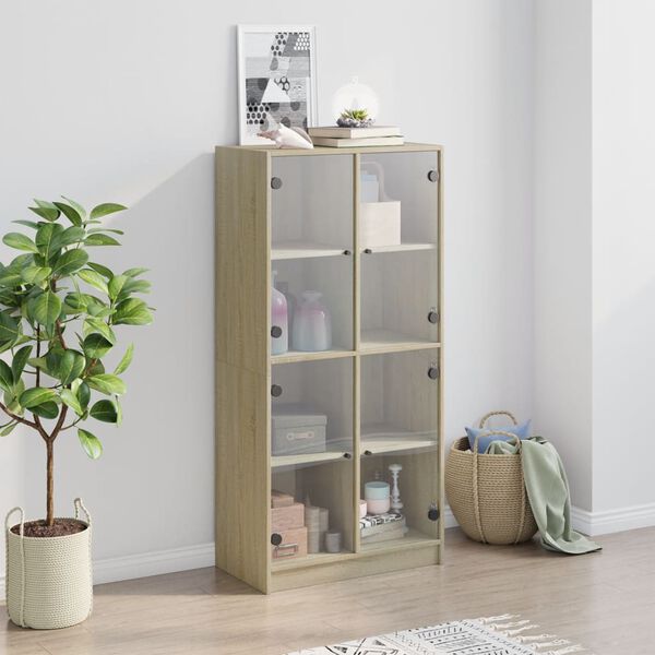 vidaXL Highboard mit T&uuml;ren Sonoma-Eiche 68x37x142 cm Holzwerkstoff