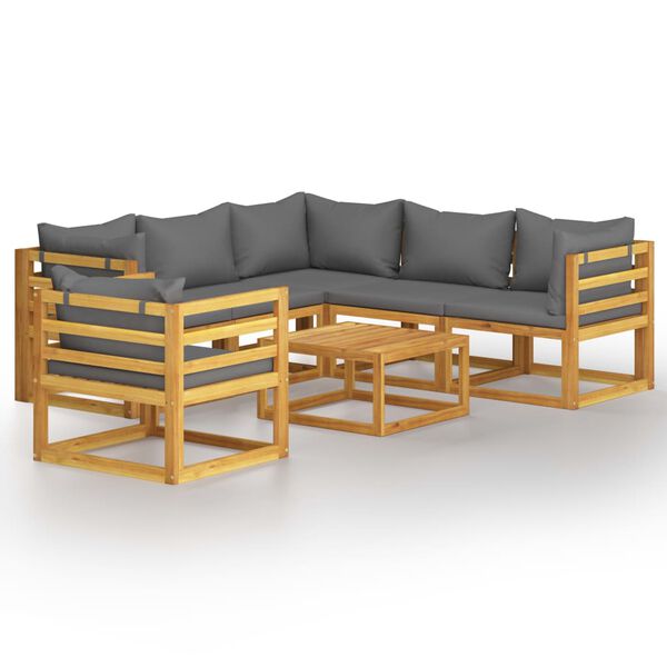 vidaXL 7-tlg. Garten-Lounge-Set mit Auflagen Massivholz Akazie