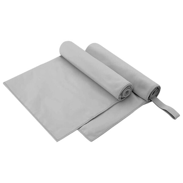 vidaXL Sporthandt&uuml;cher 2 pcs Grau 100 x 50 cm Polyester und Polyamid