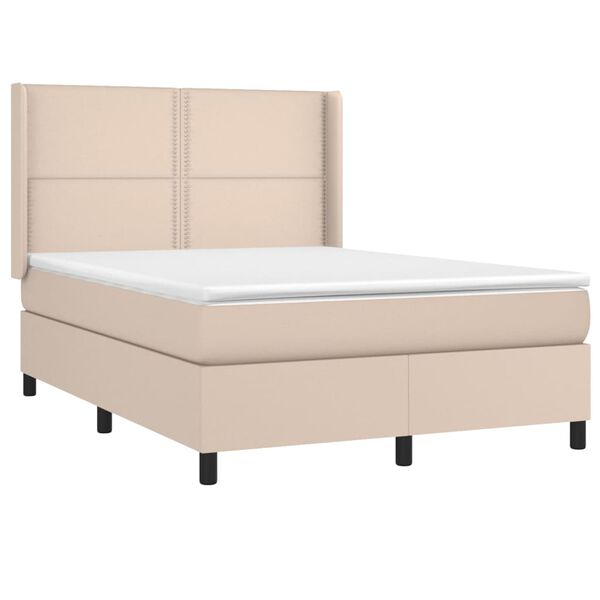 vidaXL Boxspringbett mit Matratze & LED Cappuccino-Braun 140x200cm