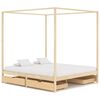 vidaXL Himmelbett-Gestell mit 4 Schubladen Massivholz Kiefer 160x200cm