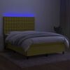 vidaXL Boxspringbett mit Matratze & LED Gr&uuml;n 140x190 cm Stoff