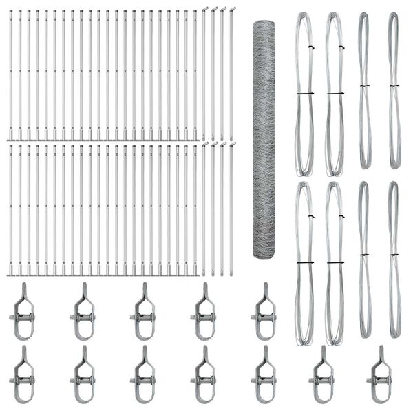 vidaXL Zaunpfosten Silber 100 x 1,6 m (50 mm Maschen) Stahl