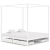 vidaXL Himmelbett-Gestell 4 Schubladen Wei&szlig; Kiefernholz 180x200cm