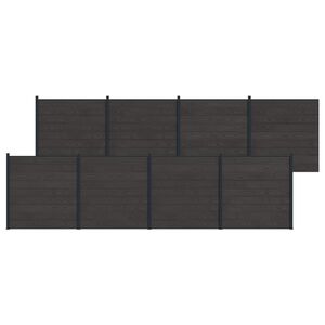 vidaXL Zaunelement 8 pcs WPC und Aluminium Schwarz