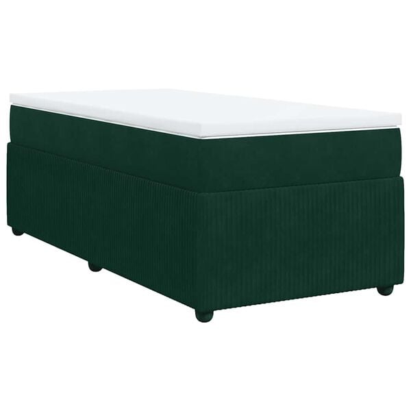 vidaXL Boxspringbett mit Matratze Dunkelgr&uuml;n 80x200 cm Samt