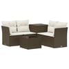 vidaXL Sofa Set 6 stk. Braun und Creme Wei&szlig; Polyrattan und Stahl