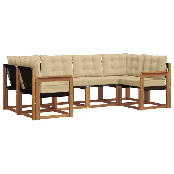 vidaXL Outdoor-Sofagarnitur mit Kissen 6 pcs Natur und Beige