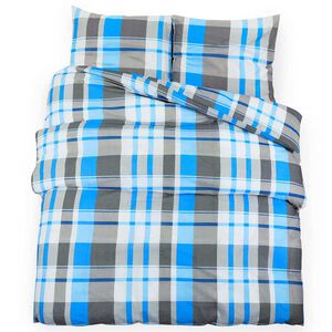 vidaXL Bettw&auml;sche-Set Blau und Grau 200x220 cm Baumwolle