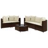 vidaXL 6-tlg. Garten-Sofagarnitur mit Kissen Braun Poly Rattan