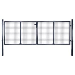 vidaXL Maschen-Gartentor verzinkter Stahl 300 x 75 cm Grau