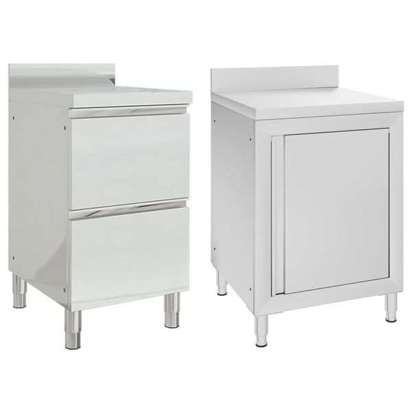 vidaXL Gewerbliche Küchenschränke 2 Stk. Edelstahl