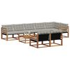 vidaXL Outdoor-Sofagarnitur mit Kissen 9 pcs Nat&uuml;rlich und Hellgrau