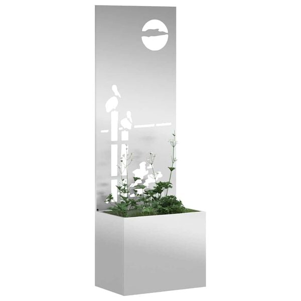 vidaXL Garten Sichtschutz-Leinwand Silber 50 x 140 cm Verzinkter Stahl