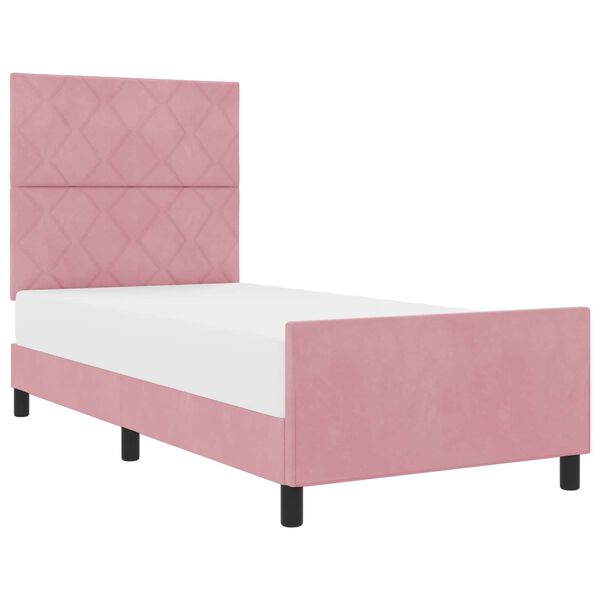 vidaXL Boxspringbett mit Kopfteil Rosa 90 x 200 cm Samt