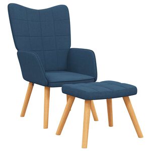 vidaXL Relaxsessel mit Hocker Blau Stoff