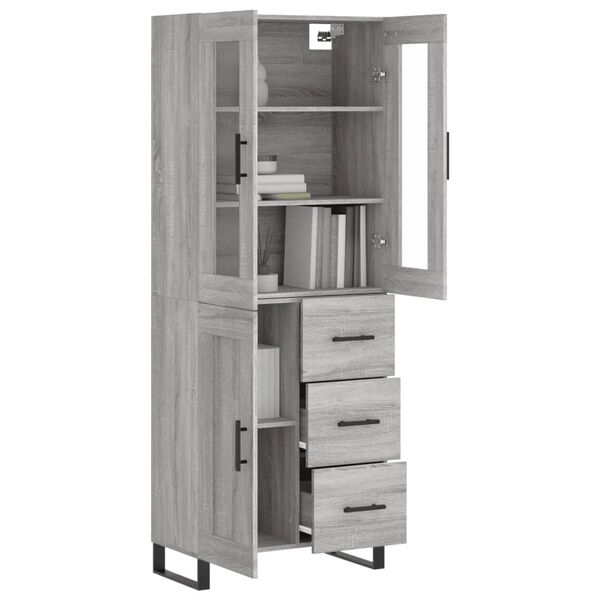 vidaXL Highboard Grau Sonoma 69,5x34x180 cm Holzwerkstoff