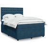 vidaXL Boxspringbett mit Matratze Blau 140x200 cm Samt