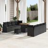 vidaXL Garten-Sofa-Set mit Kissen 11 pcs Schwarz Poly Rattan