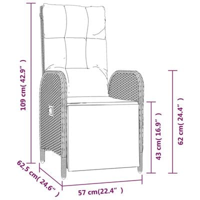 vidaXL Garten-Relaxstühle 2 Stk. mit Tisch Grau Poly Rattan