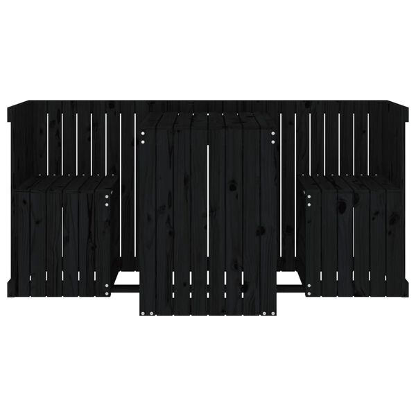 vidaXL Balkonmöbel-Set 2-Sitzer Schwarz Massivholz Kiefer