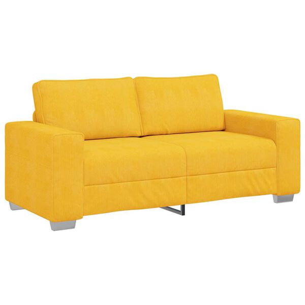 vidaXL Zweisitzer-Sofa Hellgelb 180x77x82 cm Cordstoff