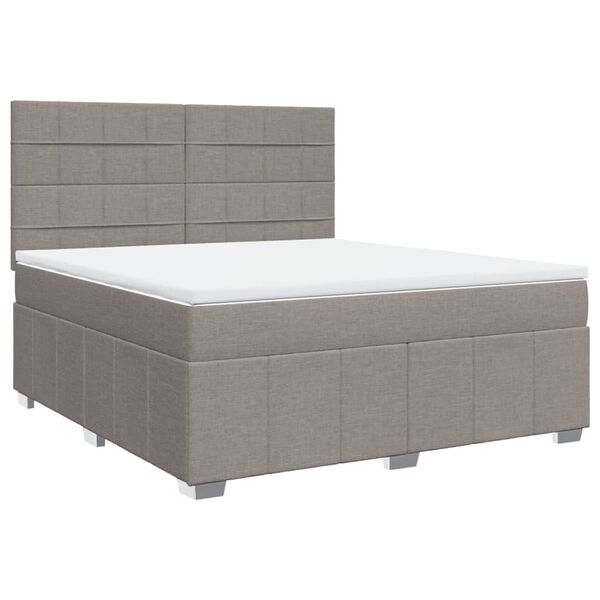 vidaXL Boxspringbett mit Matratze Taupe 180x200 cm Stoff