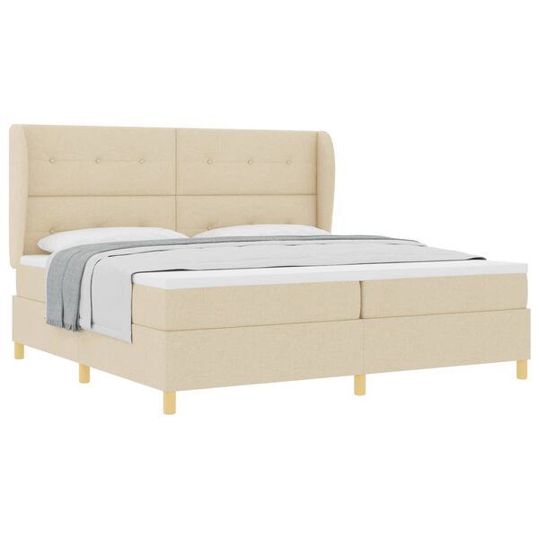 vidaXL Boxspringbett mit Matratze Dunkelgrau 90x190 cm Creme Stoff