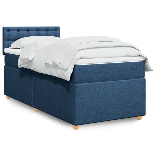 vidaXL Boxspringbett mit Matratze Blau 90x190 cm Stoff