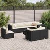 vidaXL 8-tlg. Garten-Lounge-Set mit Kissen Schwarz Poly Rattan