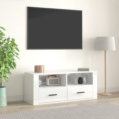 vidaXL TV-Schrank Hochglanz-Weiß 100x35x40 cm Holzwerkstoff
