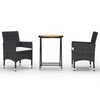vidaXL 3-tlg. Bistro-Set Poly Rattan und Akazienholz Schwarz