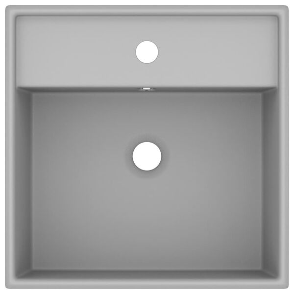 vidaXL Luxus-Waschbecken &Uuml;berlauf Quadratisch Matt Hellgrau 41x41 cm