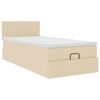vidaXL Ottoman-Bett mit Matratze & LEDs Creme 90x190 cm Stoff