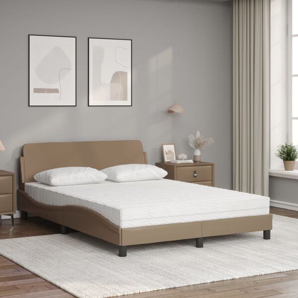 vidaXL Bett mit Matratze "Dover" Cappuccino-Braun 140x190 cm Kunstleder