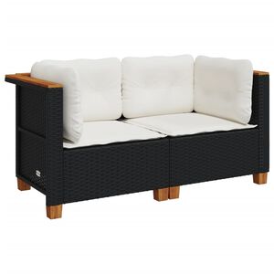 vidaXL Garten-Ecksofas mit Kissen 2 Stk. Schwarz Poly Rattan